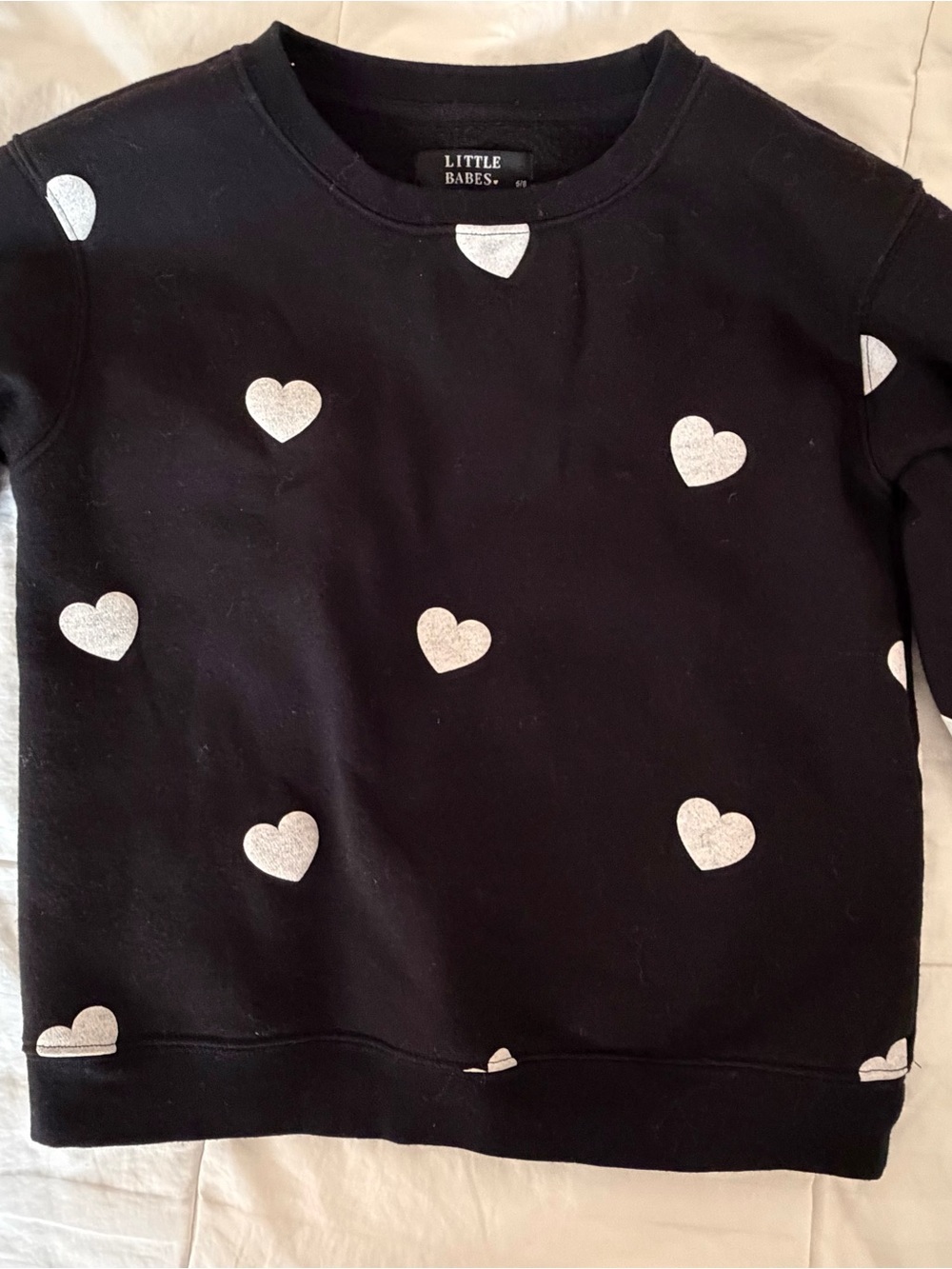 Brunette The Label Black Sweatshirt with White Heart Prints, size 6/8T